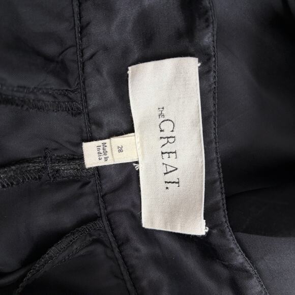 The GREAT. Size 28 Trouser Pants Black High Rise Womens Silky Pleated Pockets - Picture 7 of 8